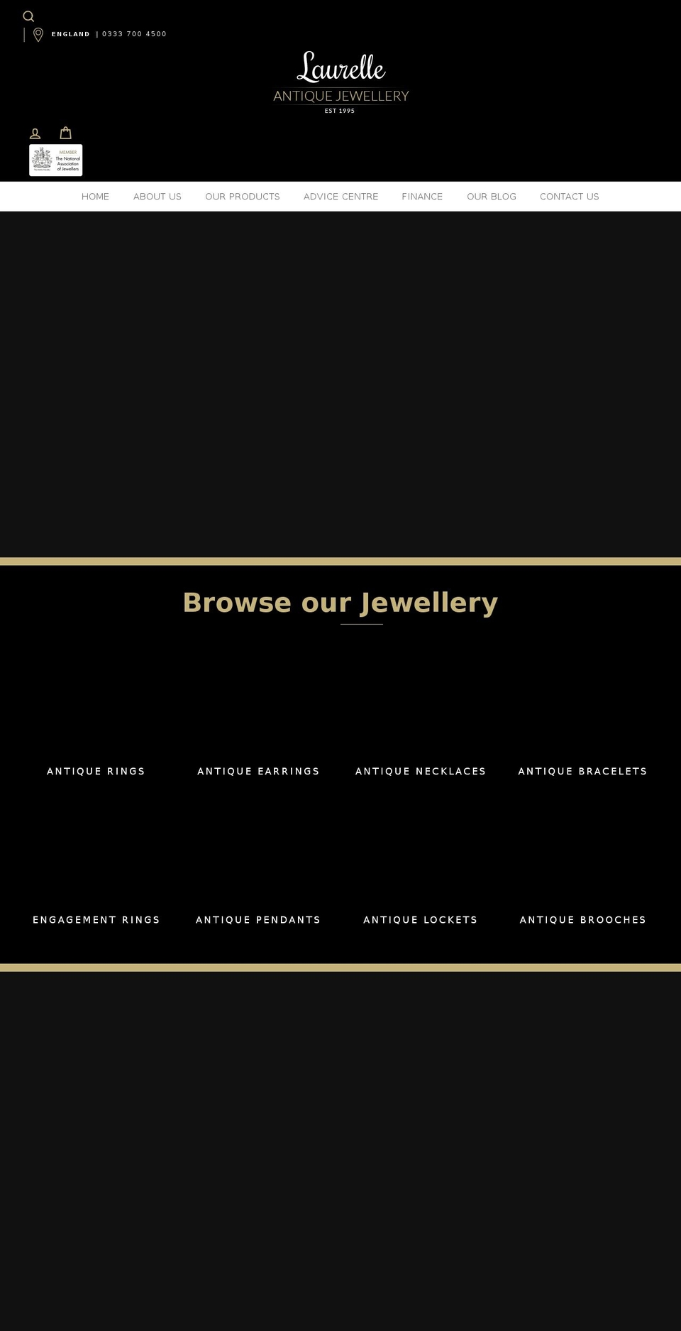 laurelleantiquejewellery.com shopify website screenshot