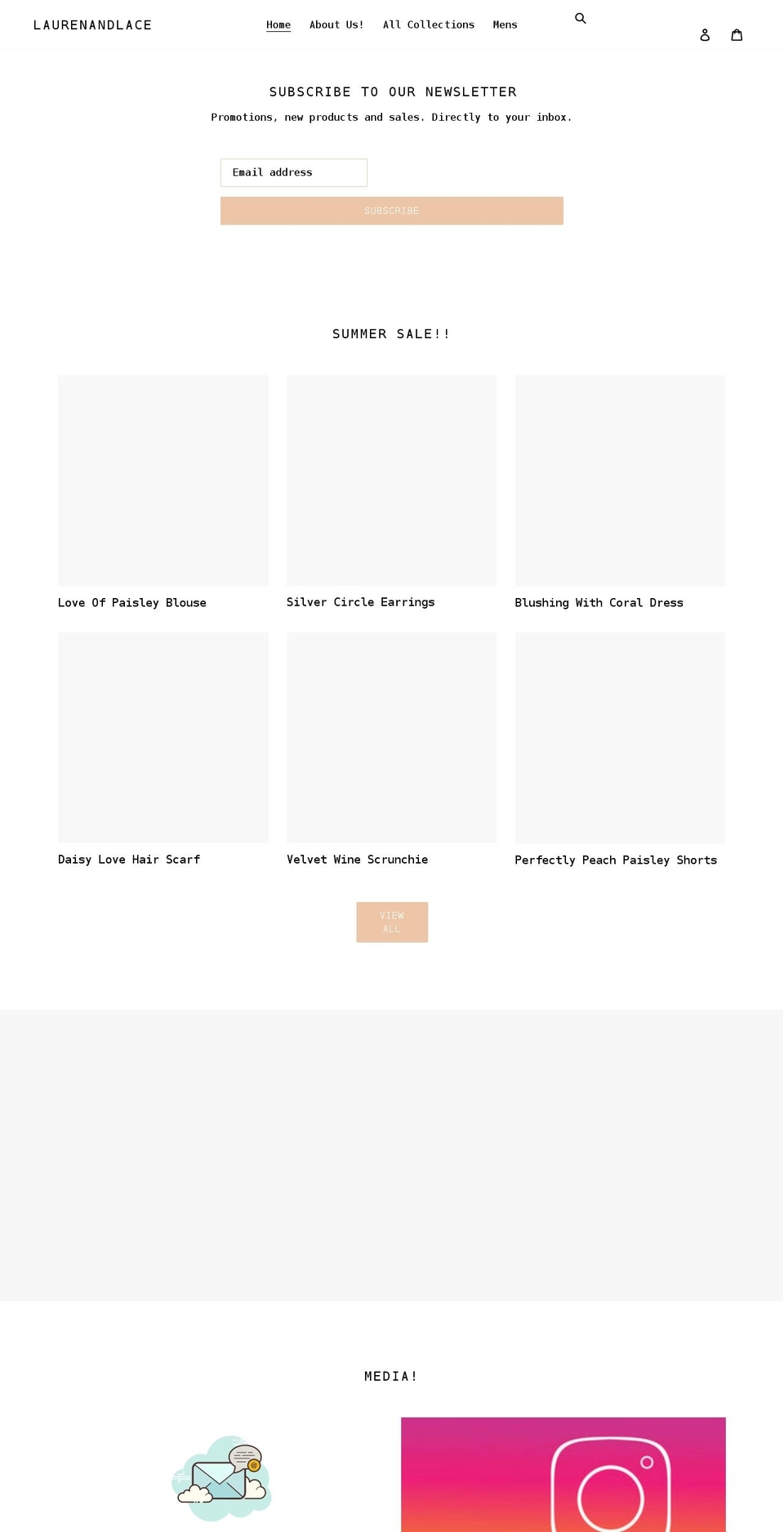 laurenandlace.com shopify website screenshot