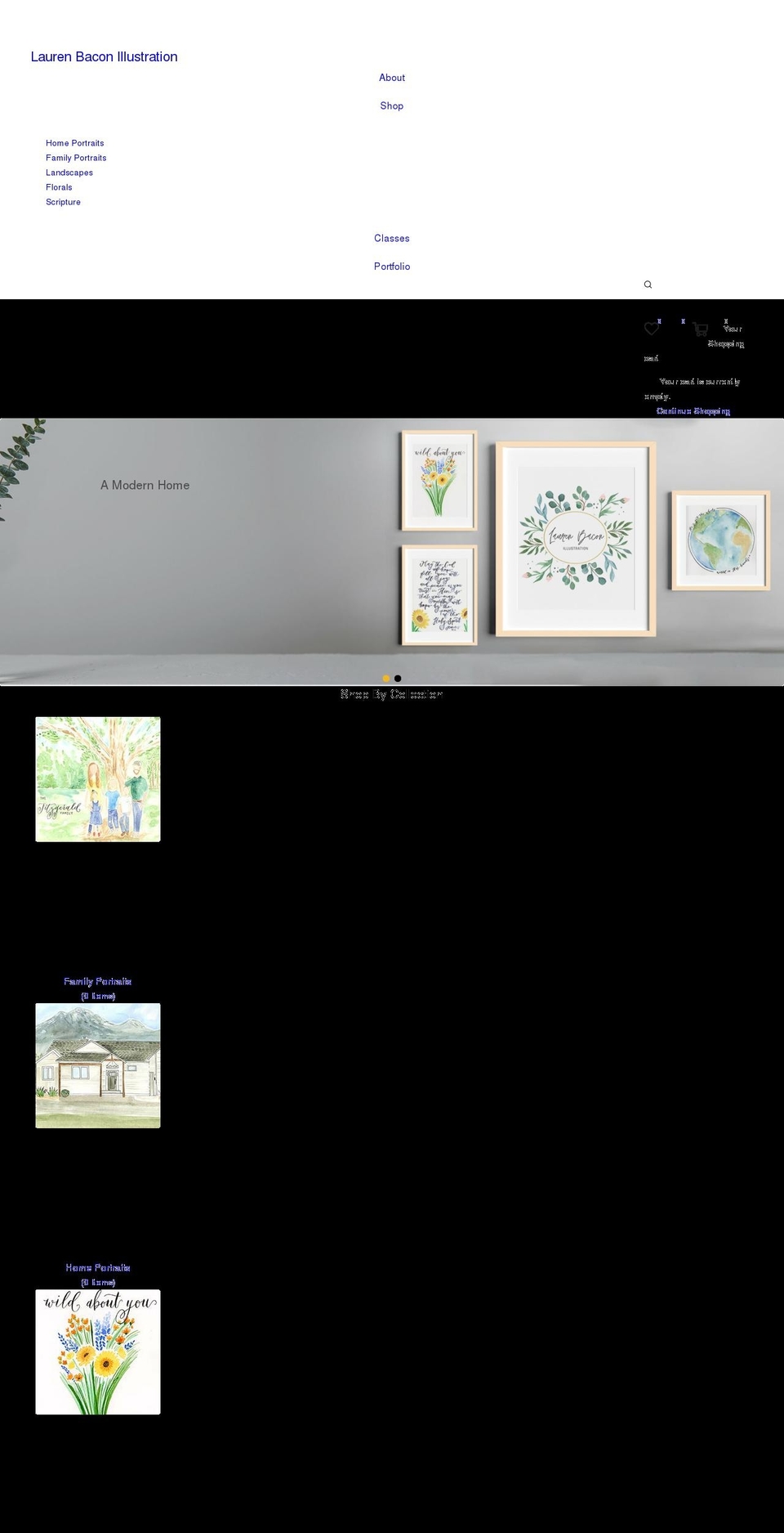 laurenbaconillustration.com shopify website screenshot