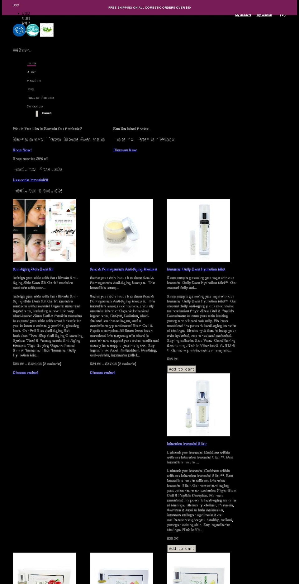 New Header Shopify theme site example laurenbrookcosmetics.com