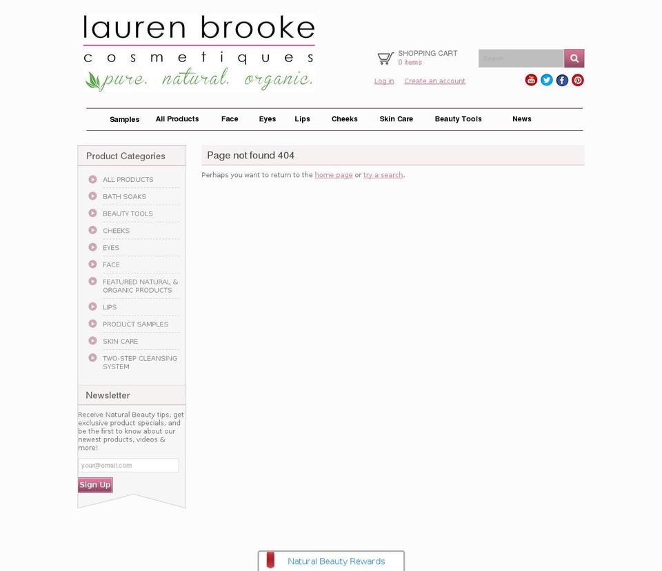 laurenbrookecosmetiques.com shopify website screenshot