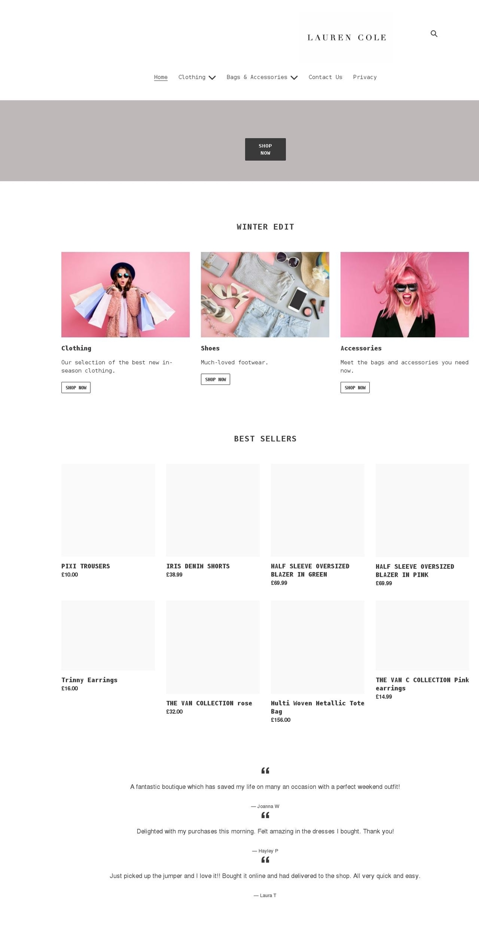 laurencole.co.uk shopify website screenshot