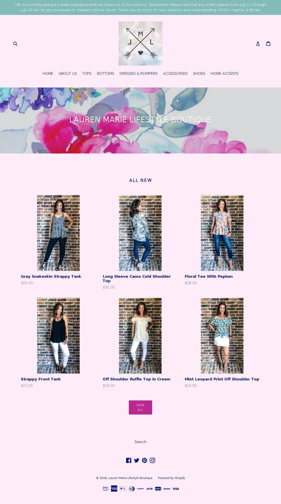 laurenmarielifestyle.com — Shopify storefront screenshot