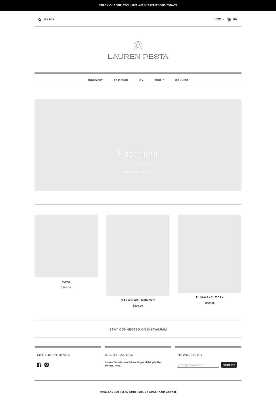 laurenpestaartist.com shopify website screenshot