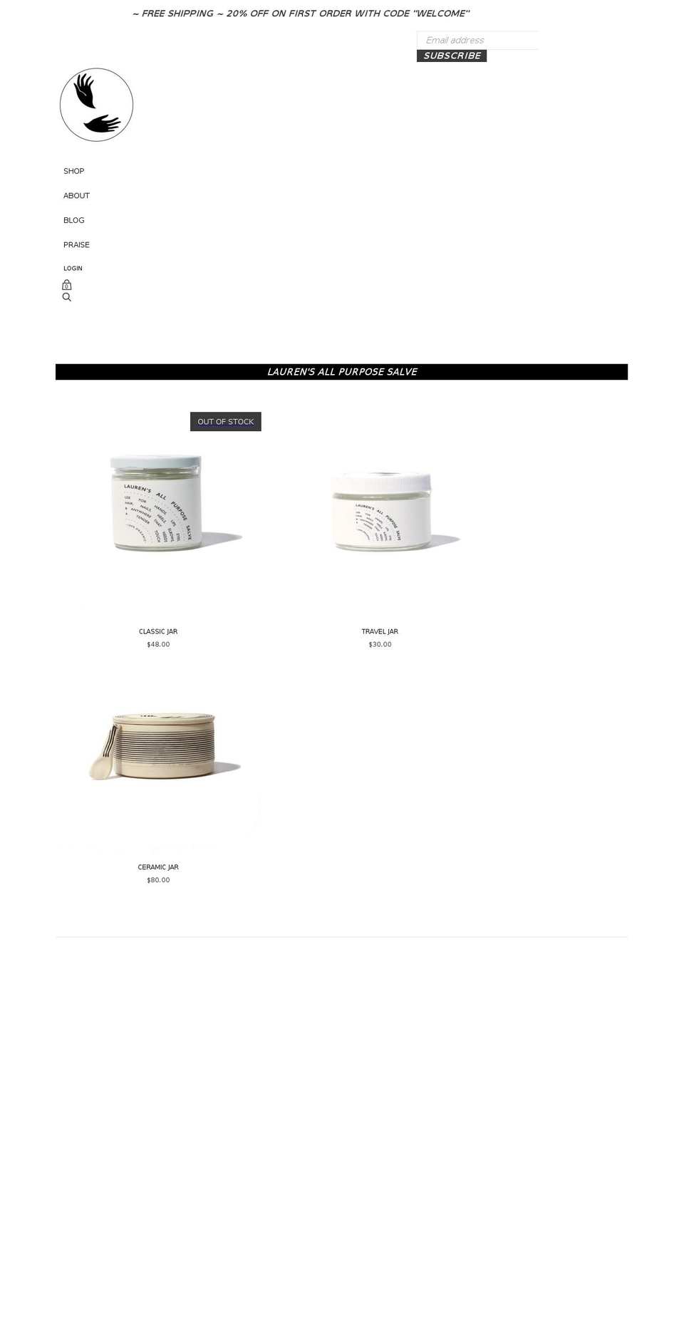laurensallpurpose.com shopify website screenshot