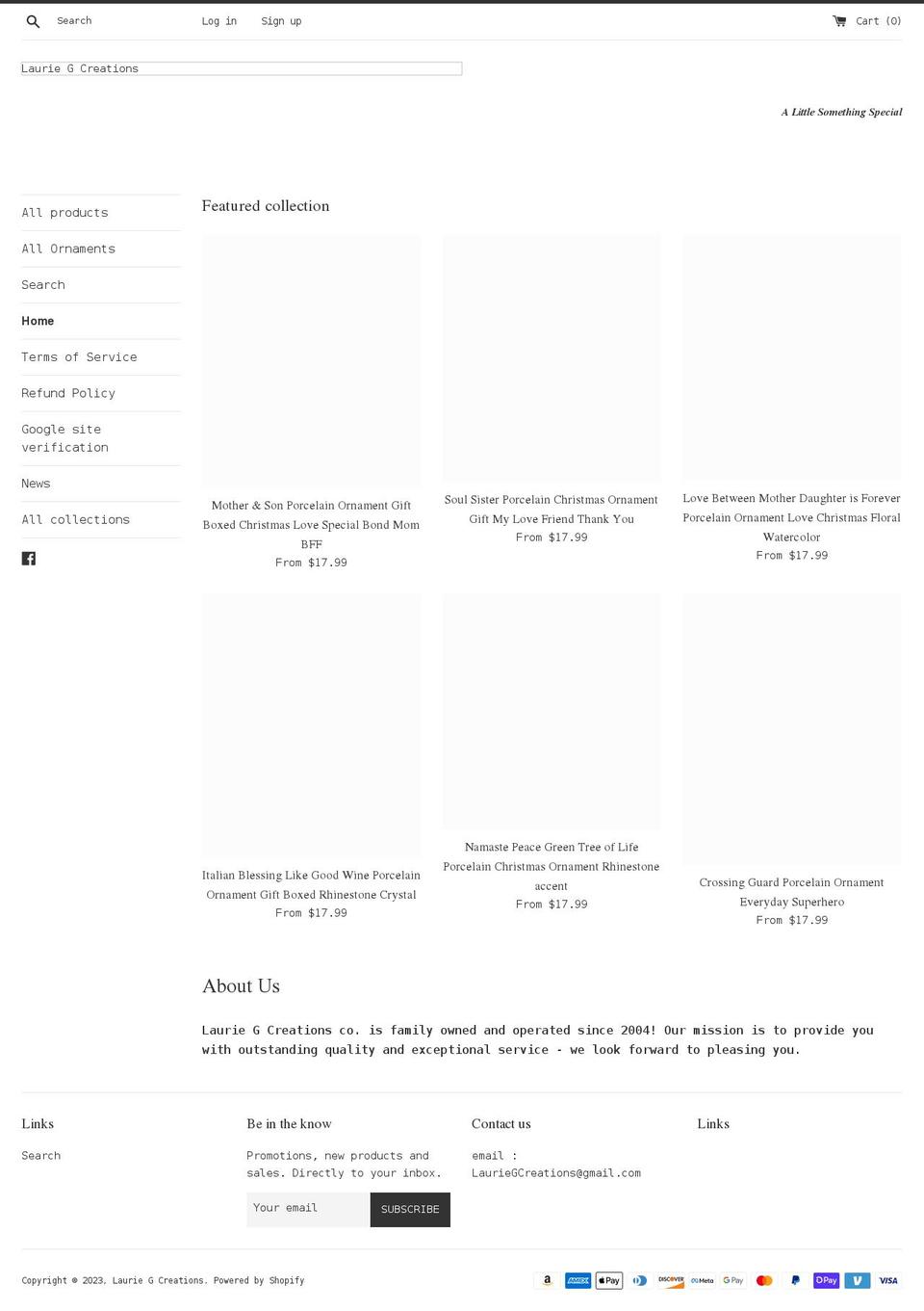 lauriegcreations.com shopify website screenshot