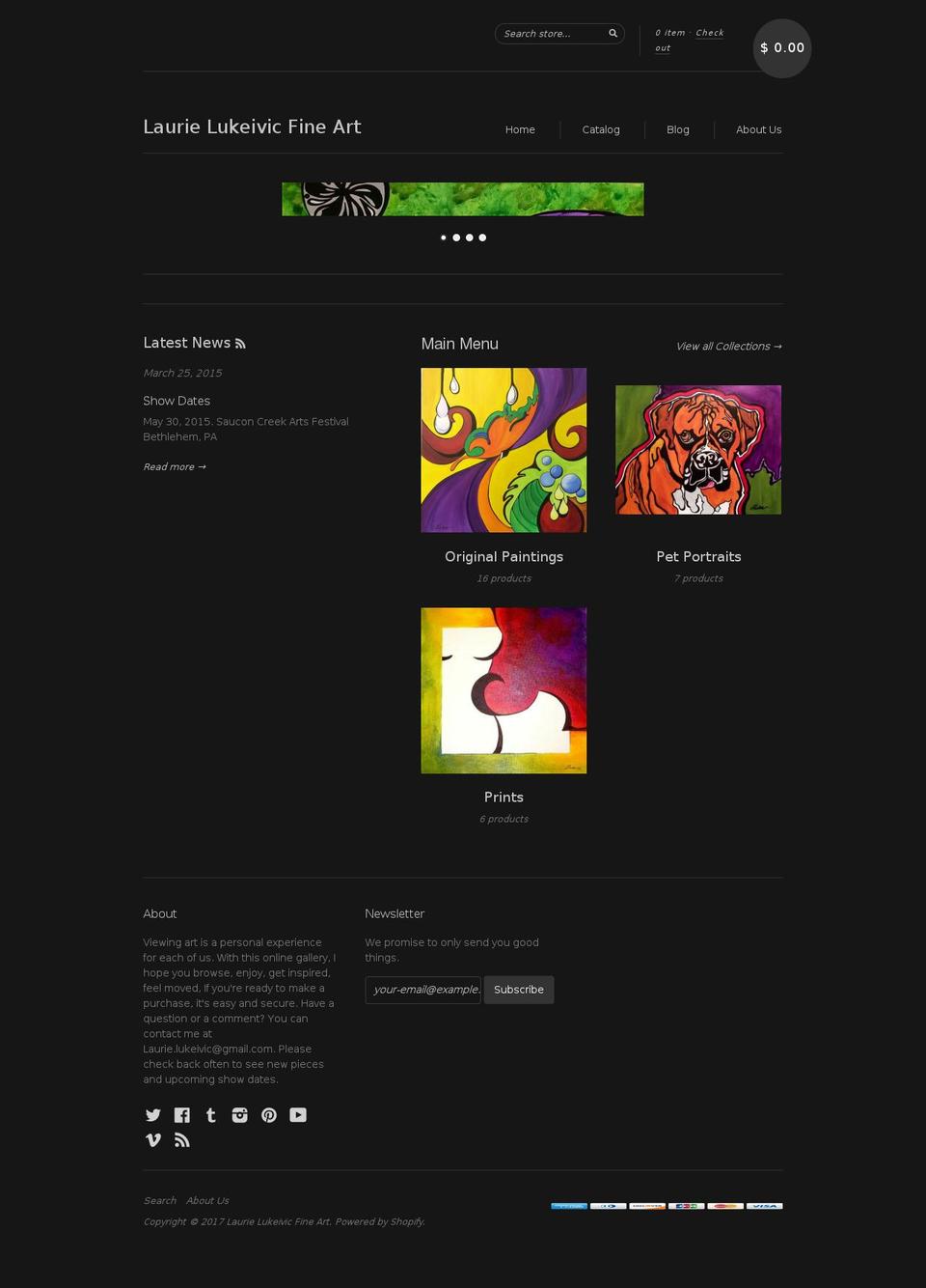 laurielukeivicfineart.com shopify website screenshot