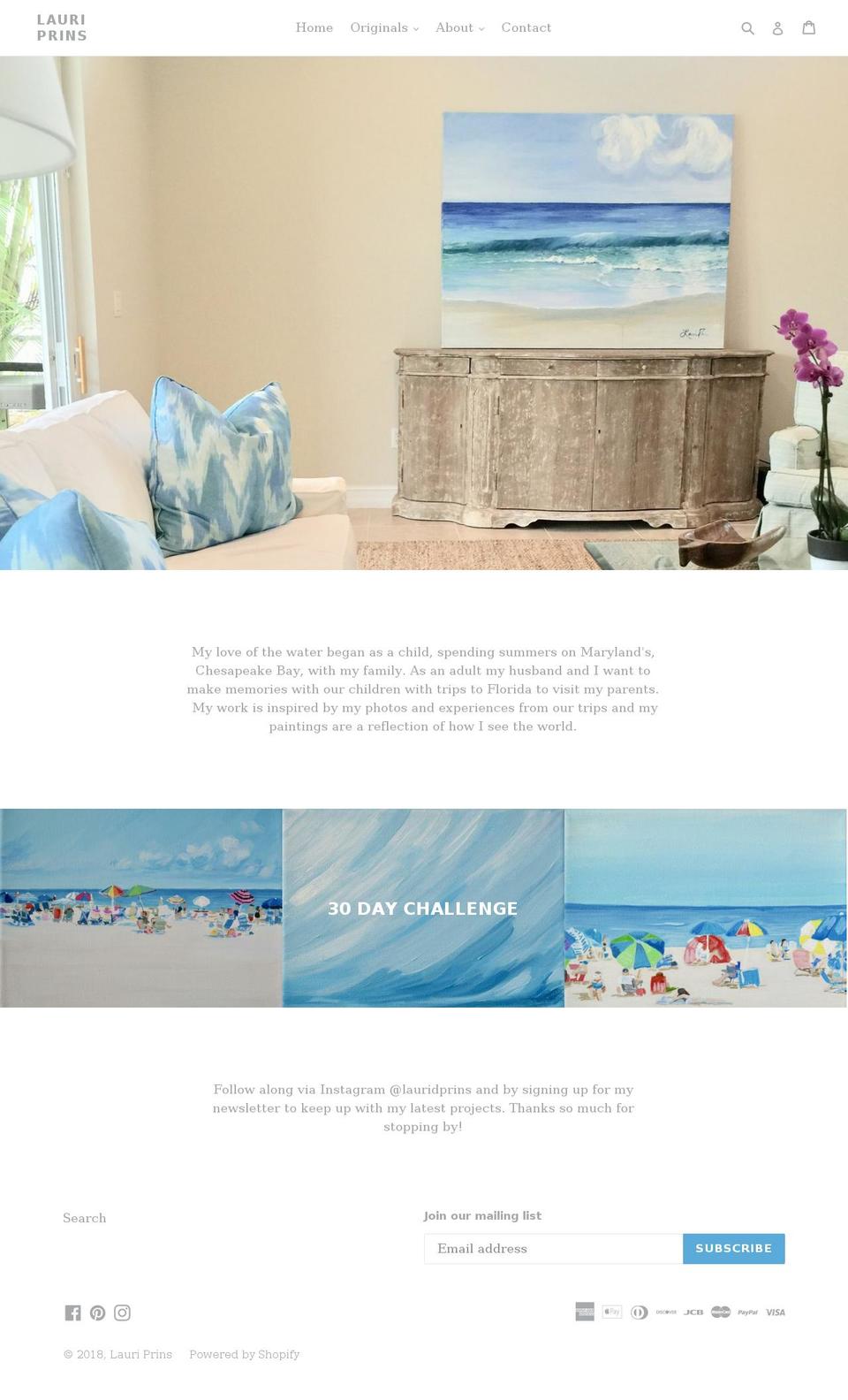 lauriprins.com shopify website screenshot
