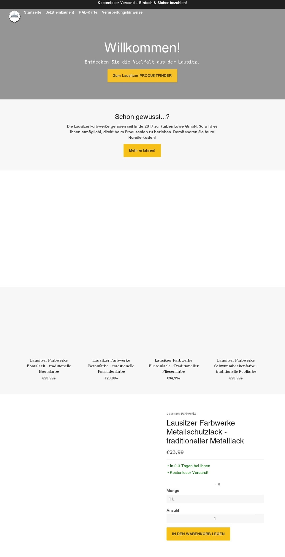 lausitzerfarbwerke.de shopify website screenshot