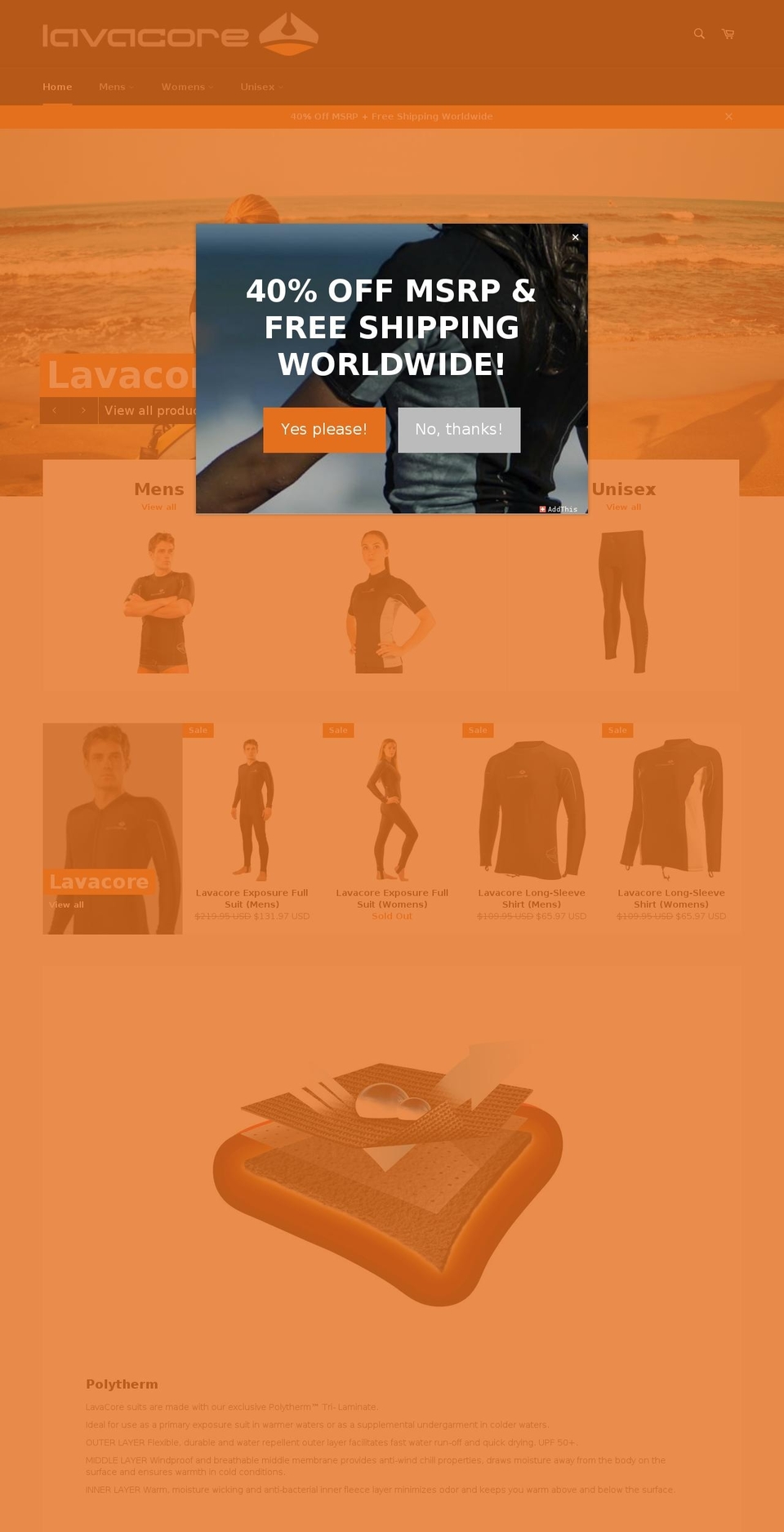 lavacoreexpress.com — Shopify storefront screenshot