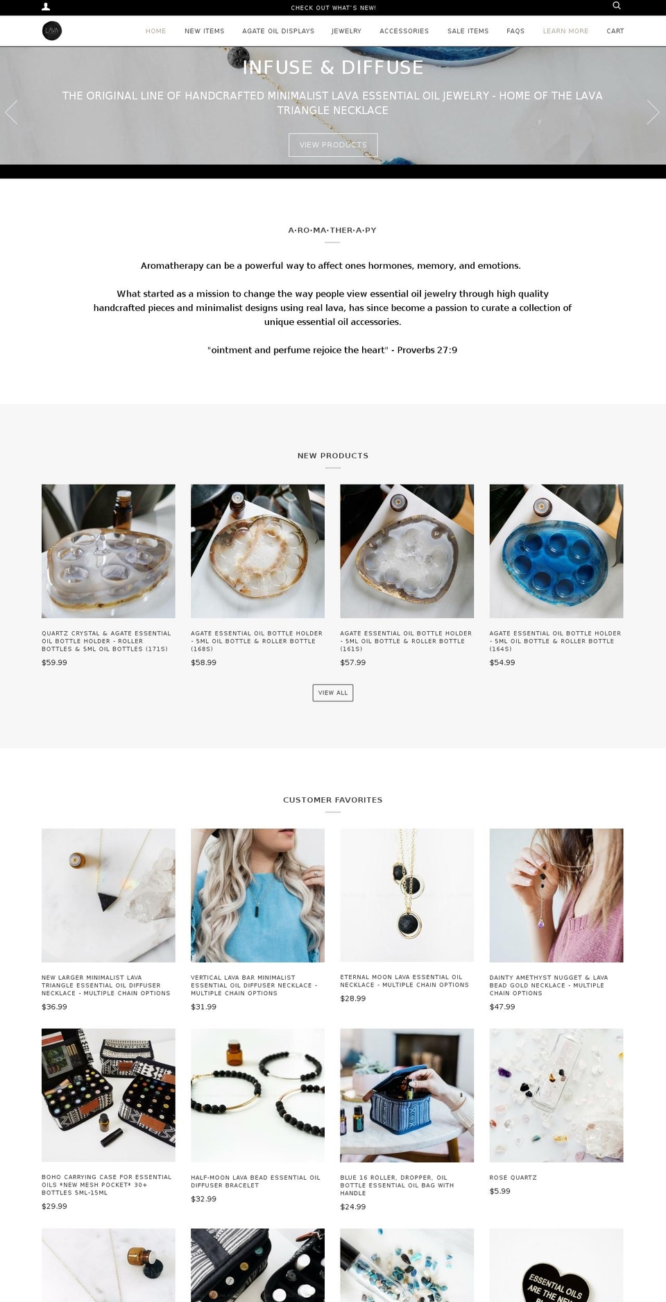 lavaessentialoils.com — Shopify storefront screenshot