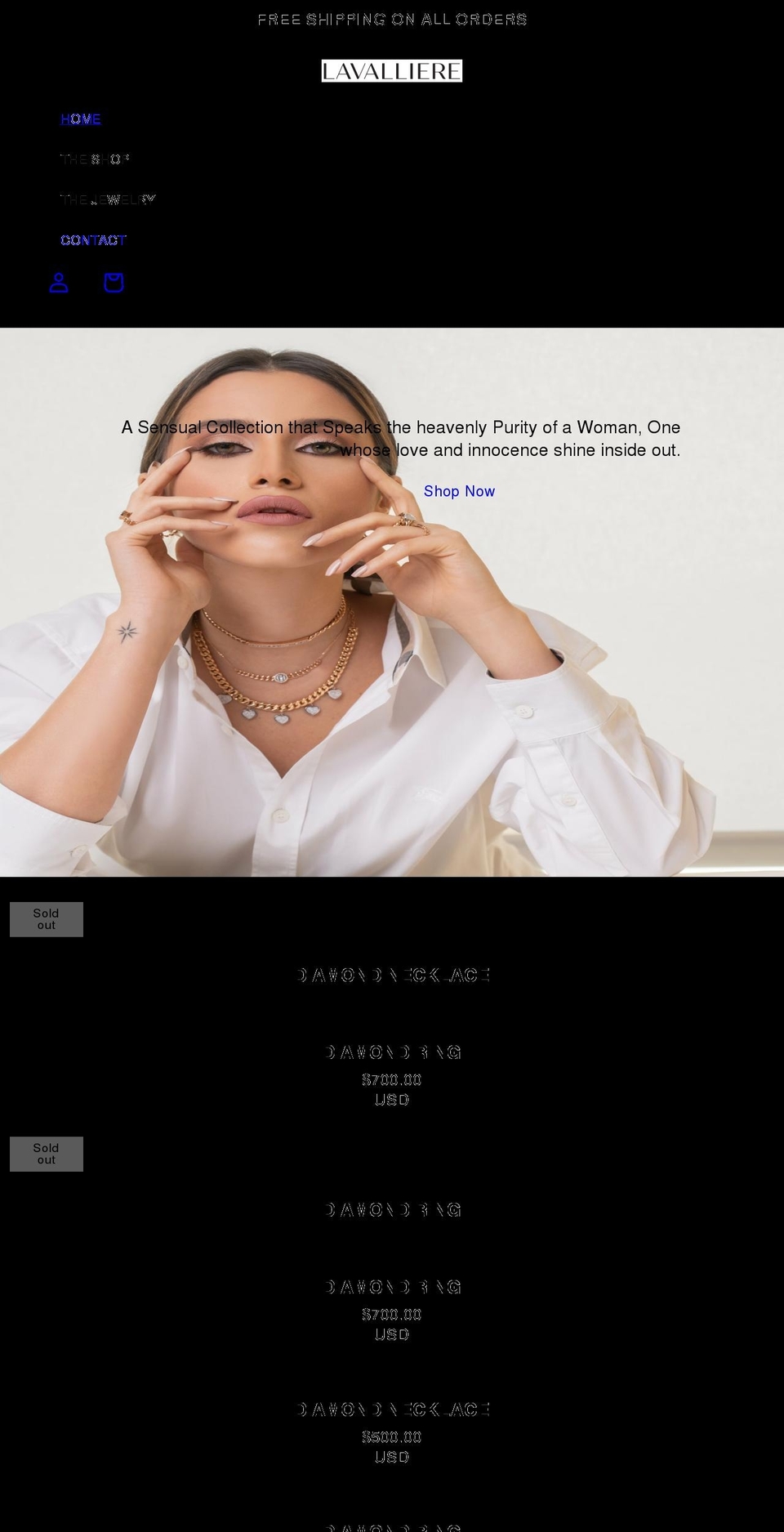 lavallierejewellery.com shopify website screenshot