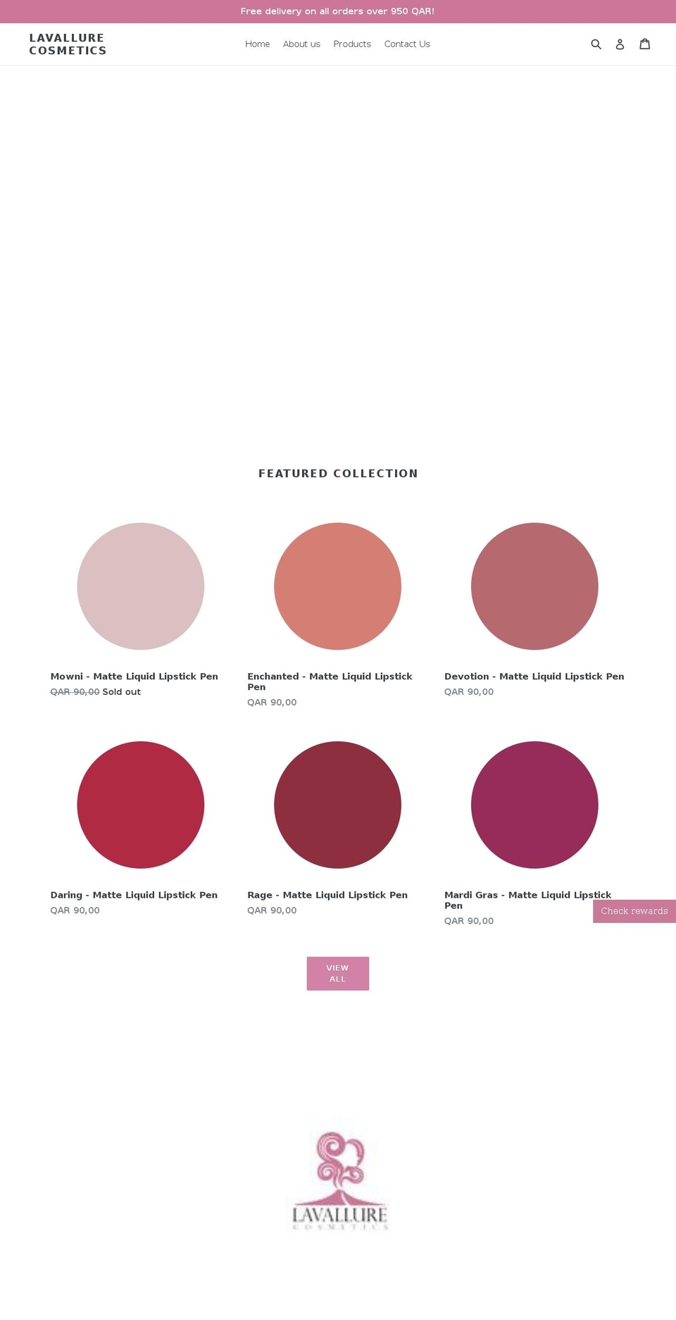 lavallurecosmetics.com — Shopify storefront screenshot