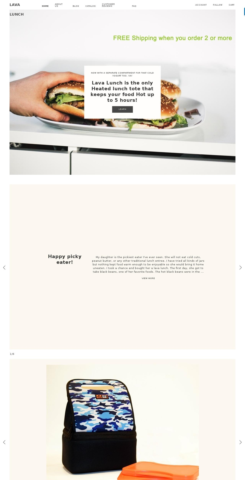lavalunch.com shopify website screenshot