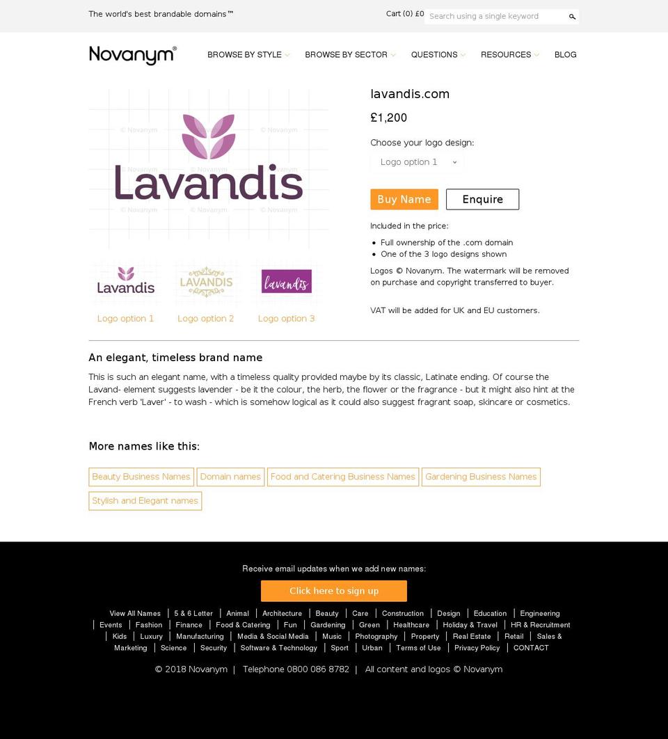 lavandis.com shopify website screenshot