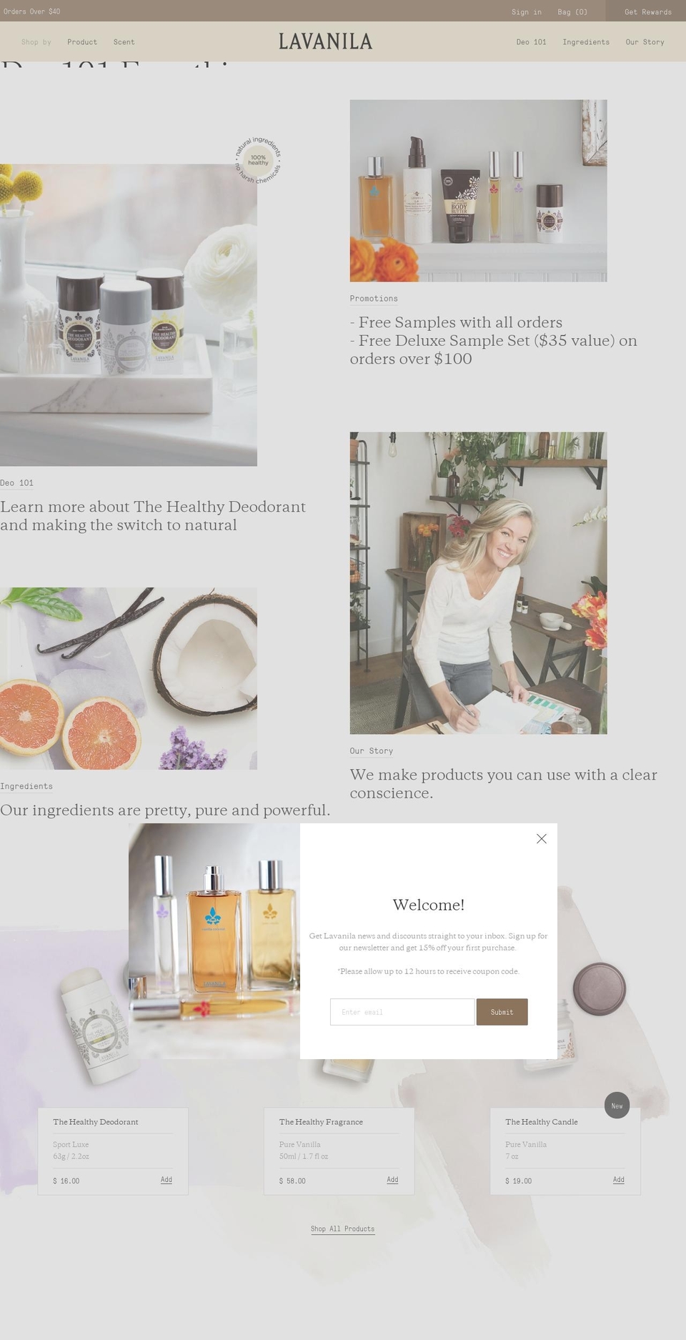 lavanila.com shopify website screenshot