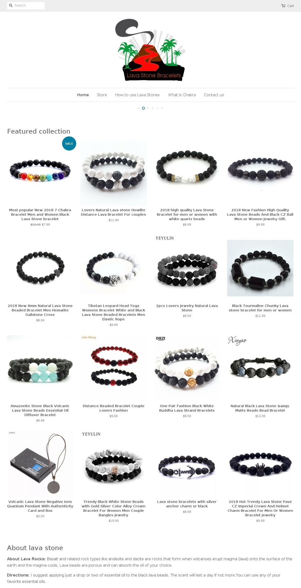 lavastonebracelets.com — Shopify storefront screenshot