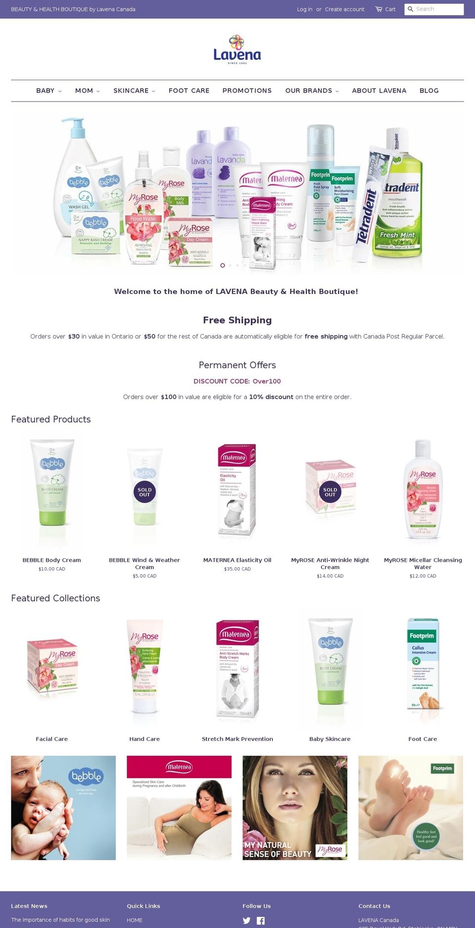 lavena.ca shopify website screenshot
