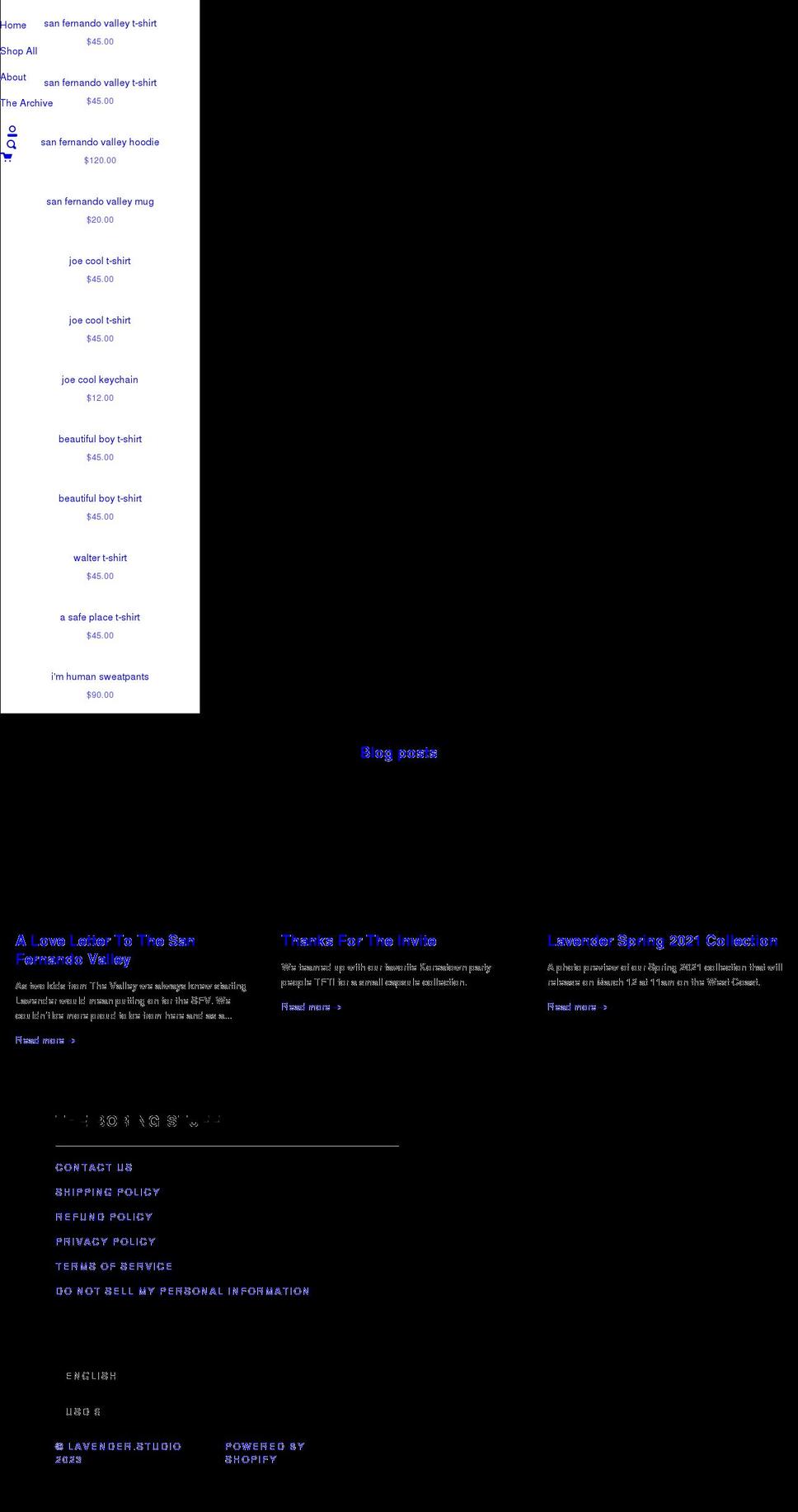 lavender.studio shopify website screenshot