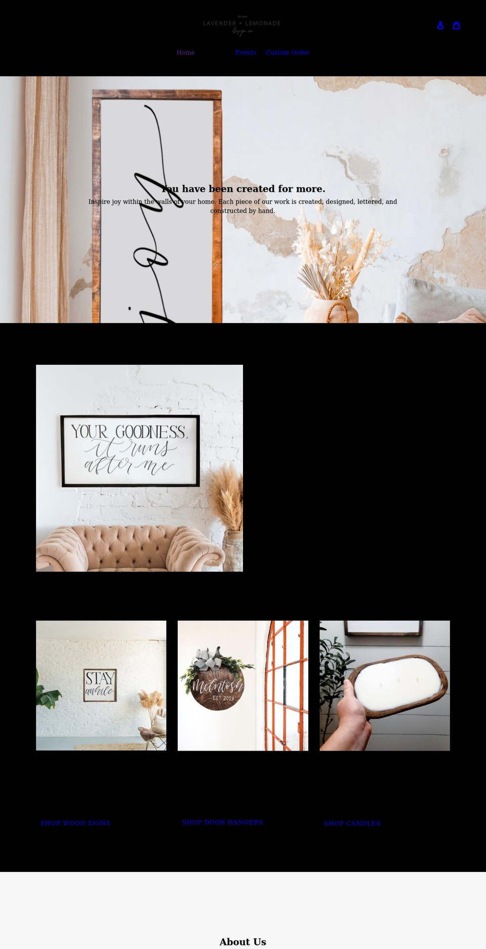 lavenderandlemonade.com shopify website screenshot