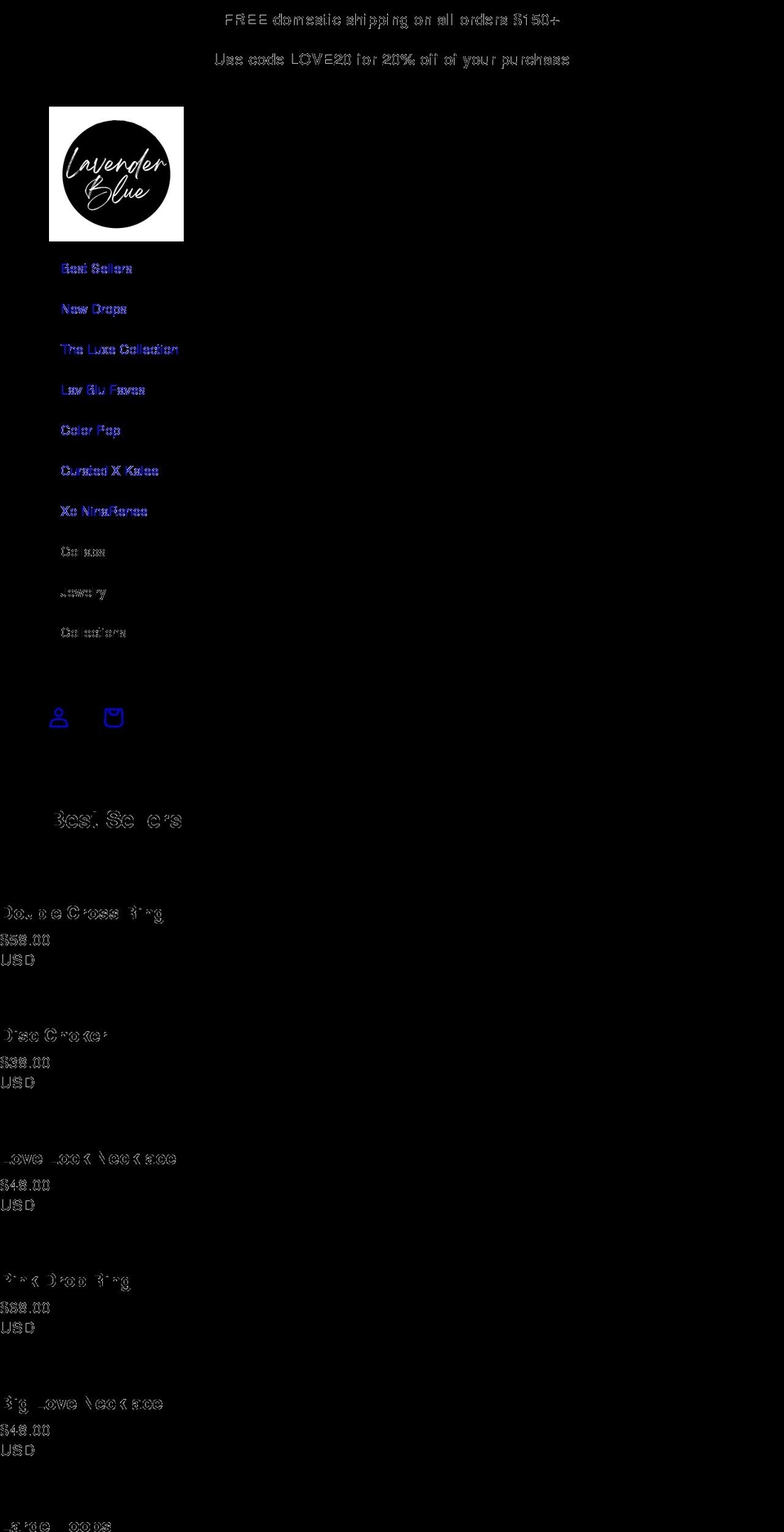 lavenderbluesoul.com shopify website screenshot