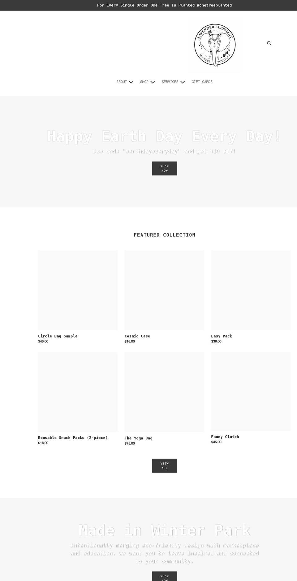 lavenderelephant.com shopify website screenshot