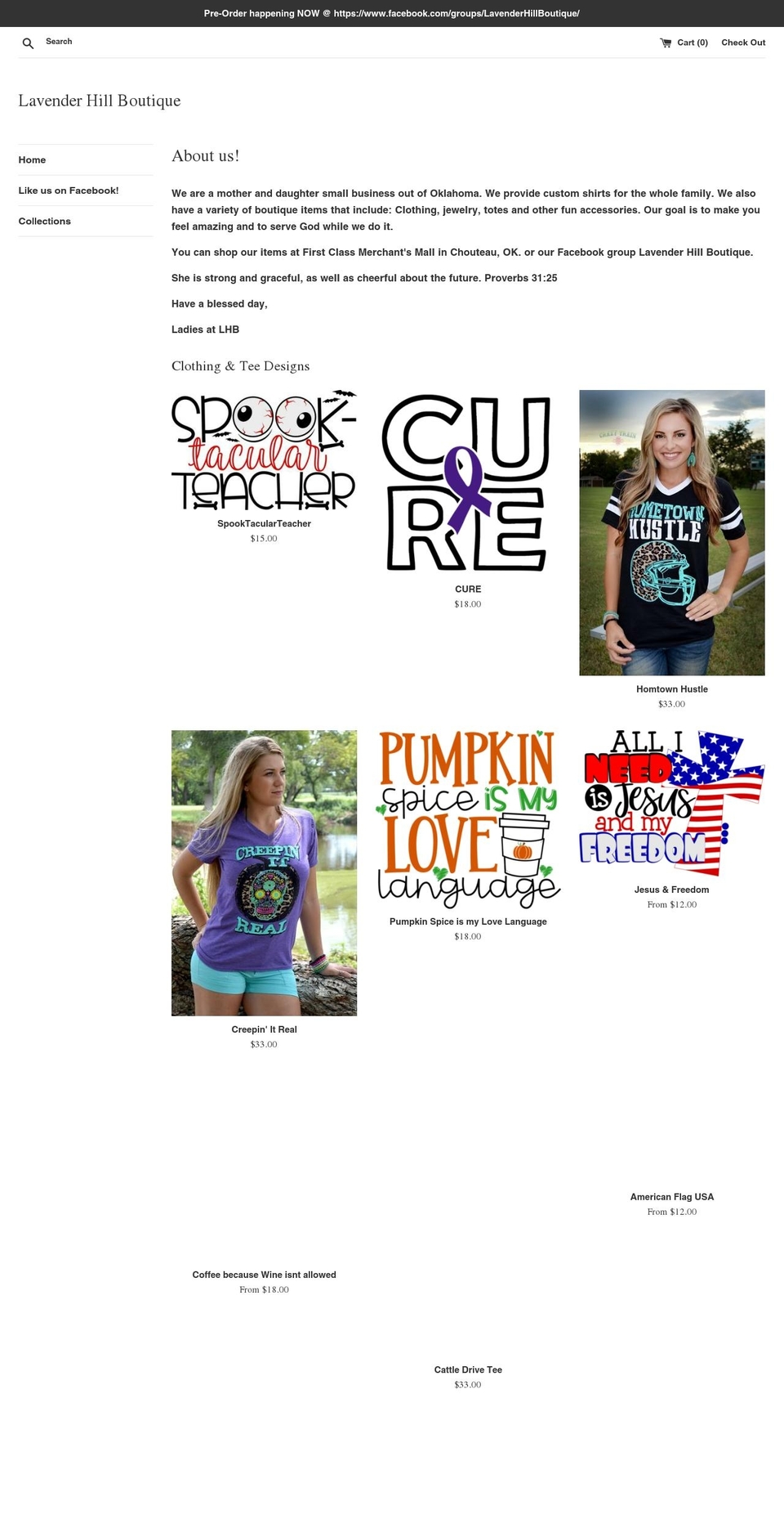 lavenderhillboutique.com — Shopify storefront screenshot