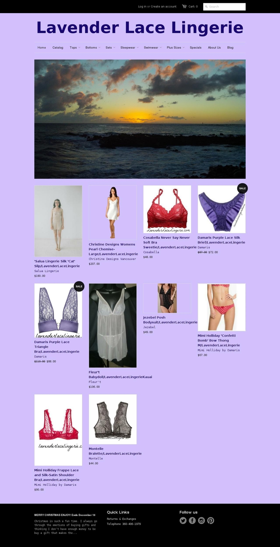 lavenderlacelingerie.com shopify website screenshot