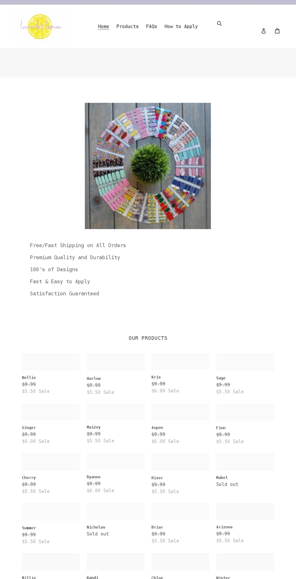 lavenderlemon.biz shopify website screenshot