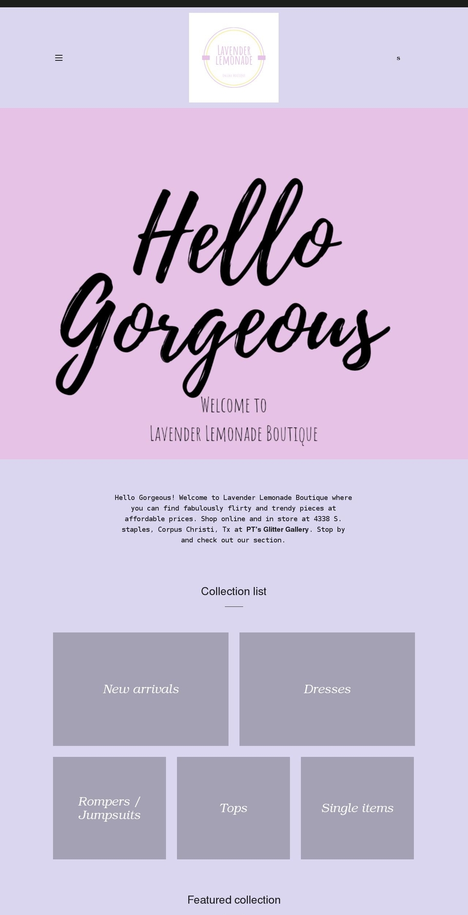 lavenderlemonadeboutique.com shopify website screenshot