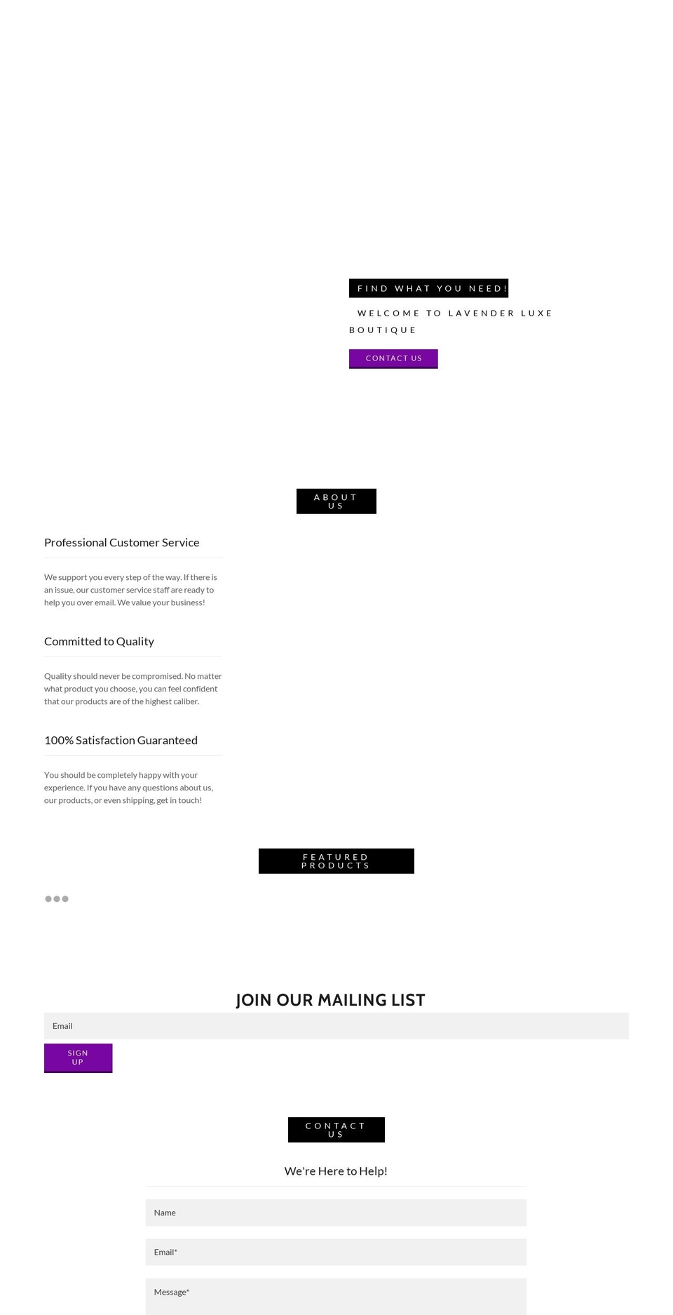 lavenderluxeboutique.com — Shopify storefront screenshot