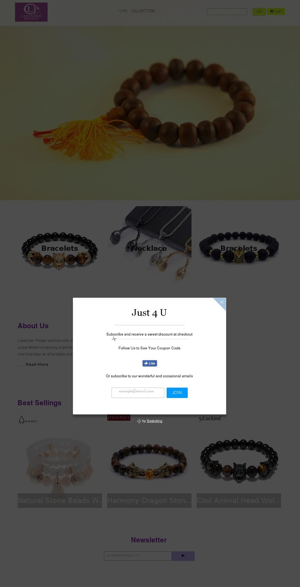 Gems Shopify theme site example lavenderpetals.com