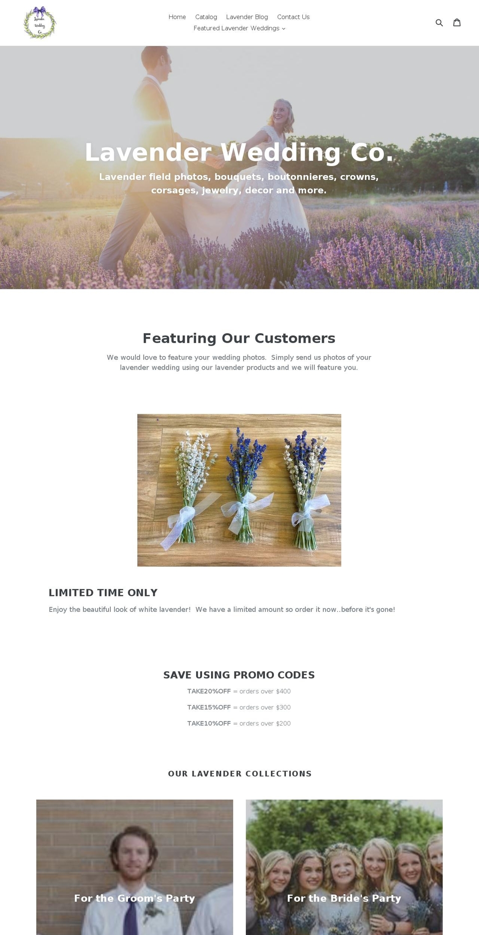 lavenderweddingco.com shopify website screenshot