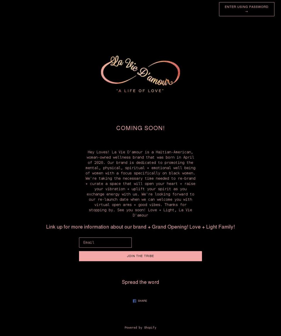 laviedamour.com shopify website screenshot