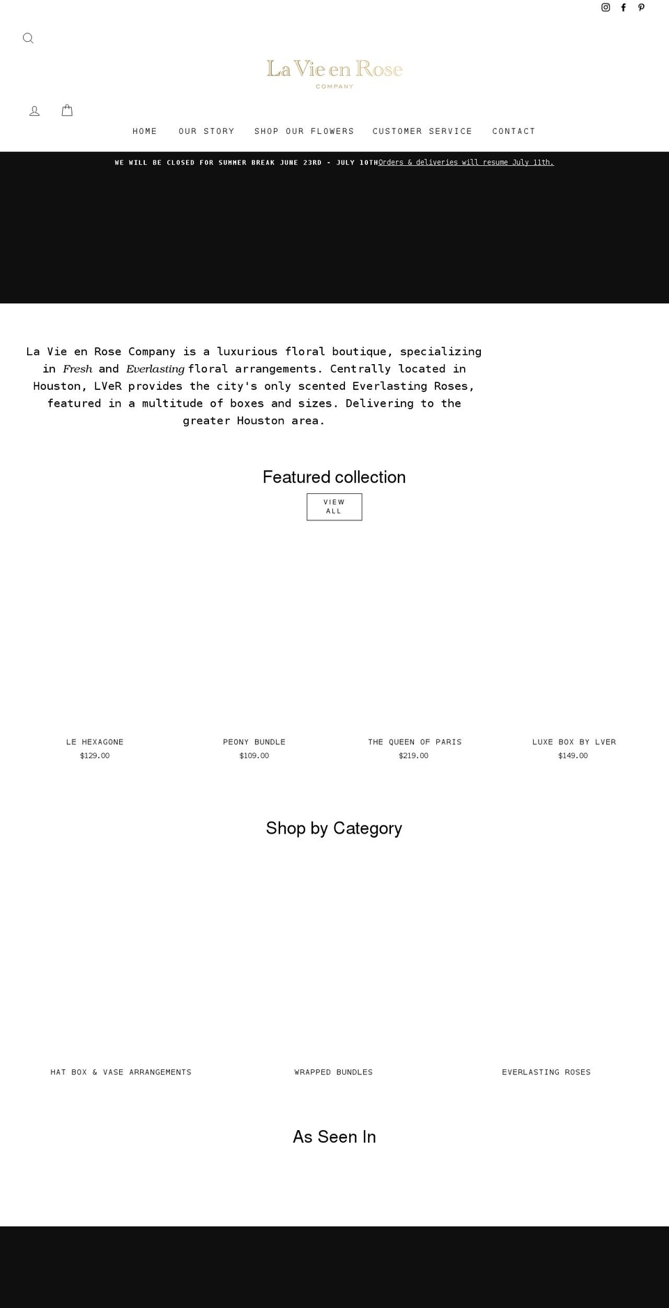 lavieenrosecompany.com shopify website screenshot