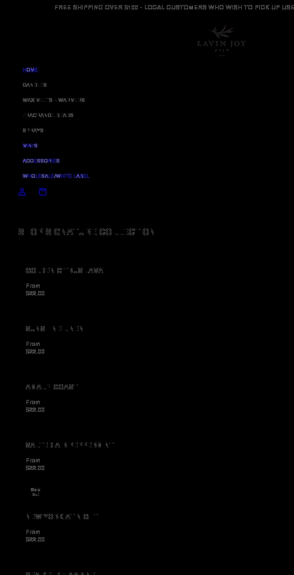 lavinjoy.com shopify website screenshot