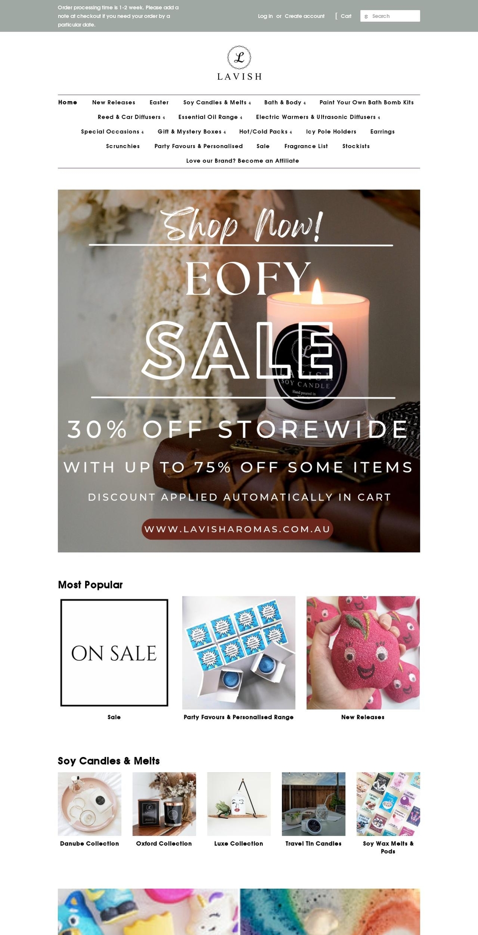 lavisharomas.com.au shopify website screenshot