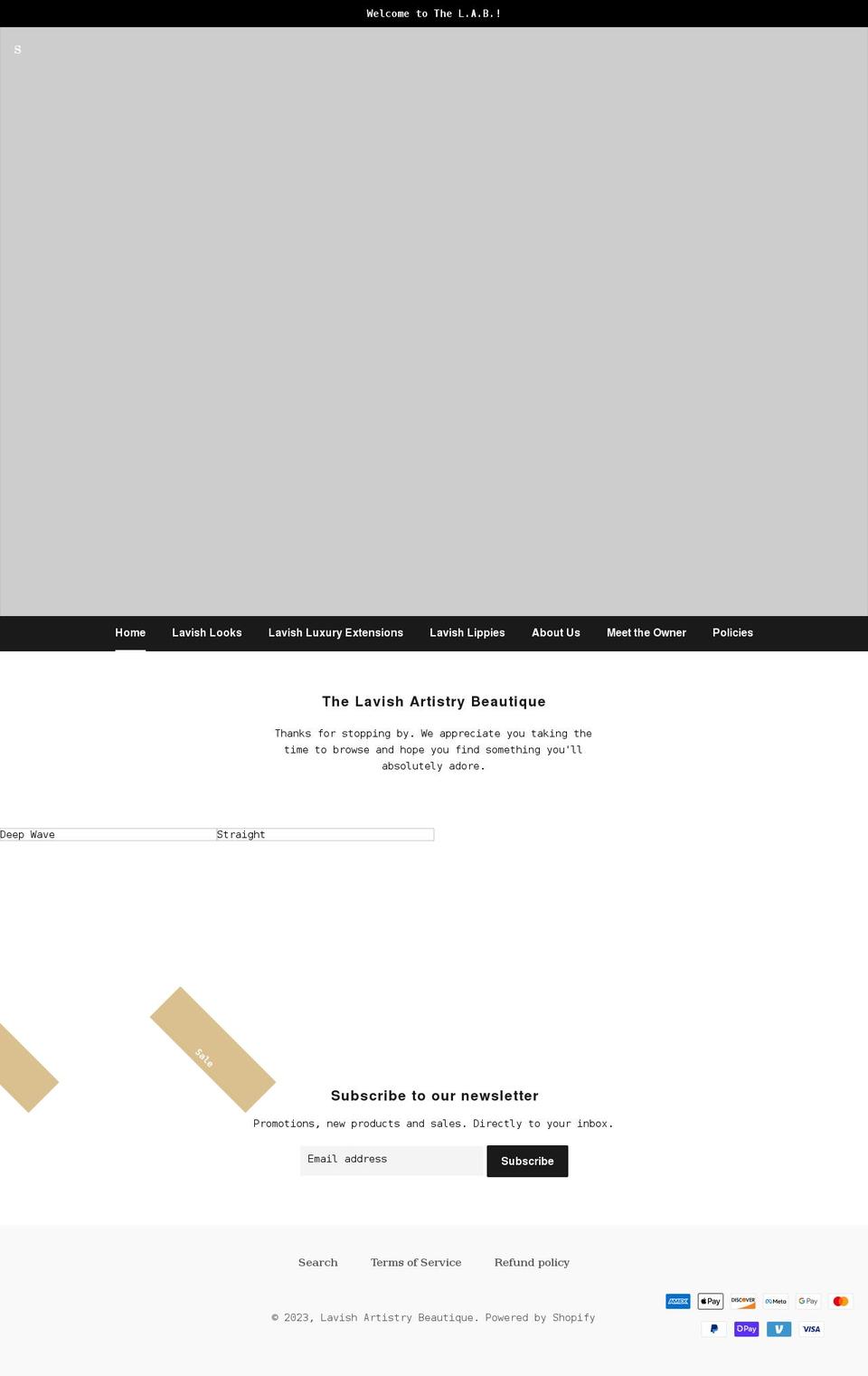 lavishartistrybeautique.com shopify website screenshot