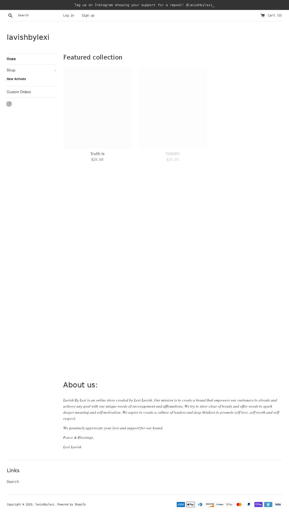 lavishbylexi.com shopify website screenshot