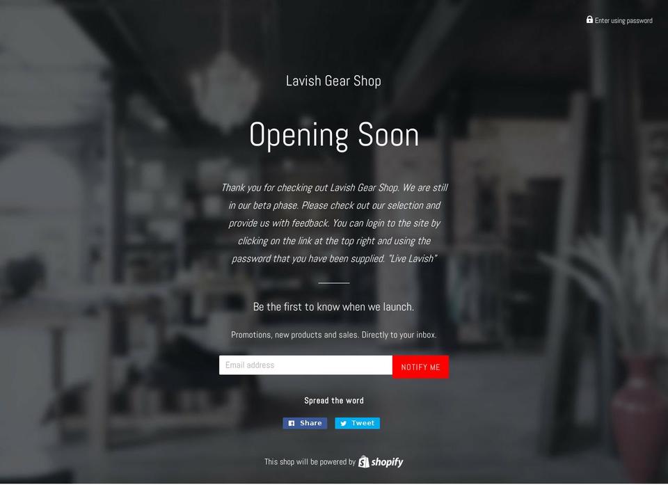 lavishgearshop.com — Shopify storefront screenshot