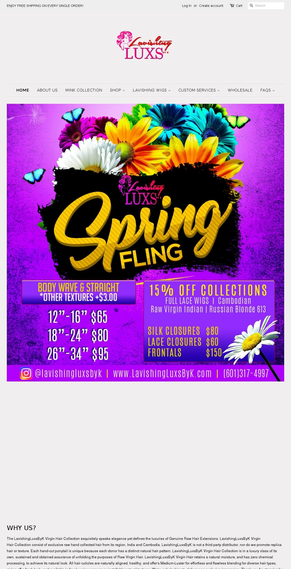 lavishingluxsbyk.com shopify website screenshot