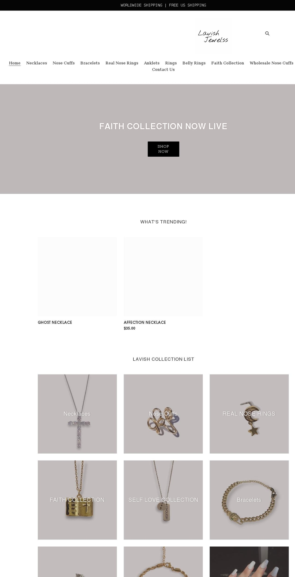 lavishjewelss.com shopify website screenshot