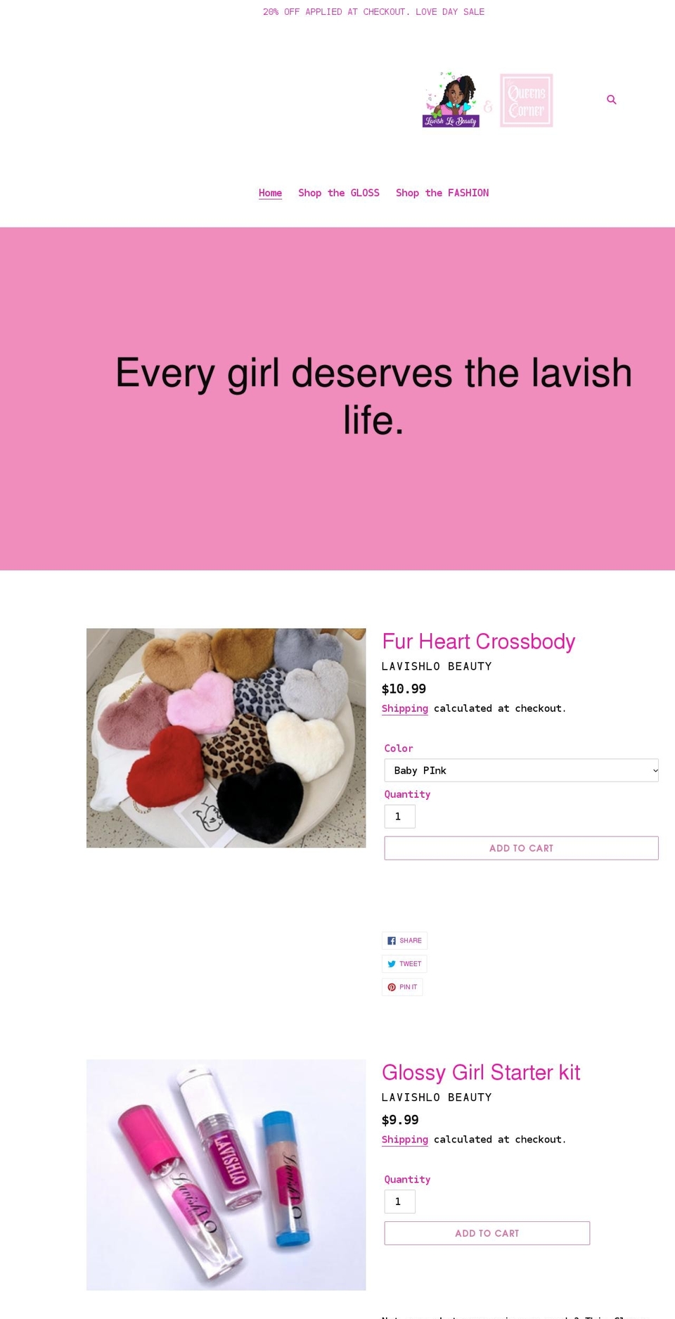 lavishlobeauty.com shopify website screenshot
