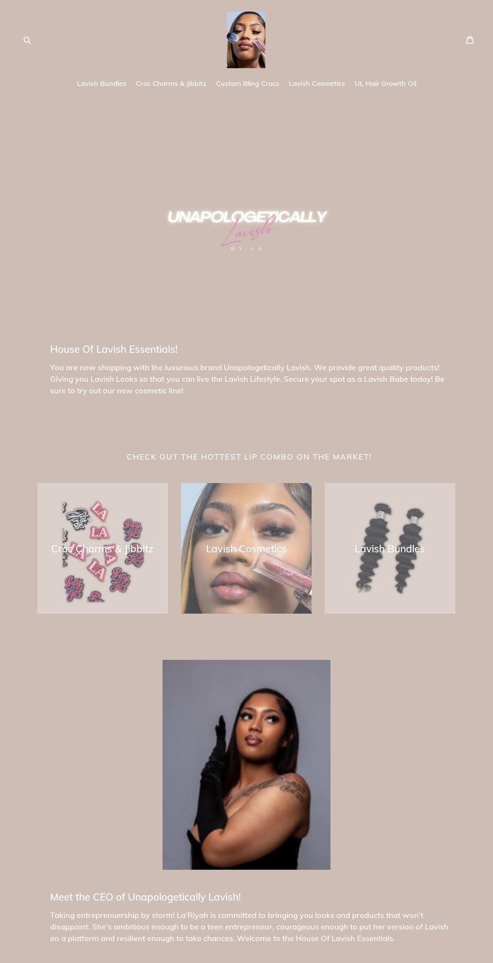 lavishlooksbylariyah.com shopify website screenshot