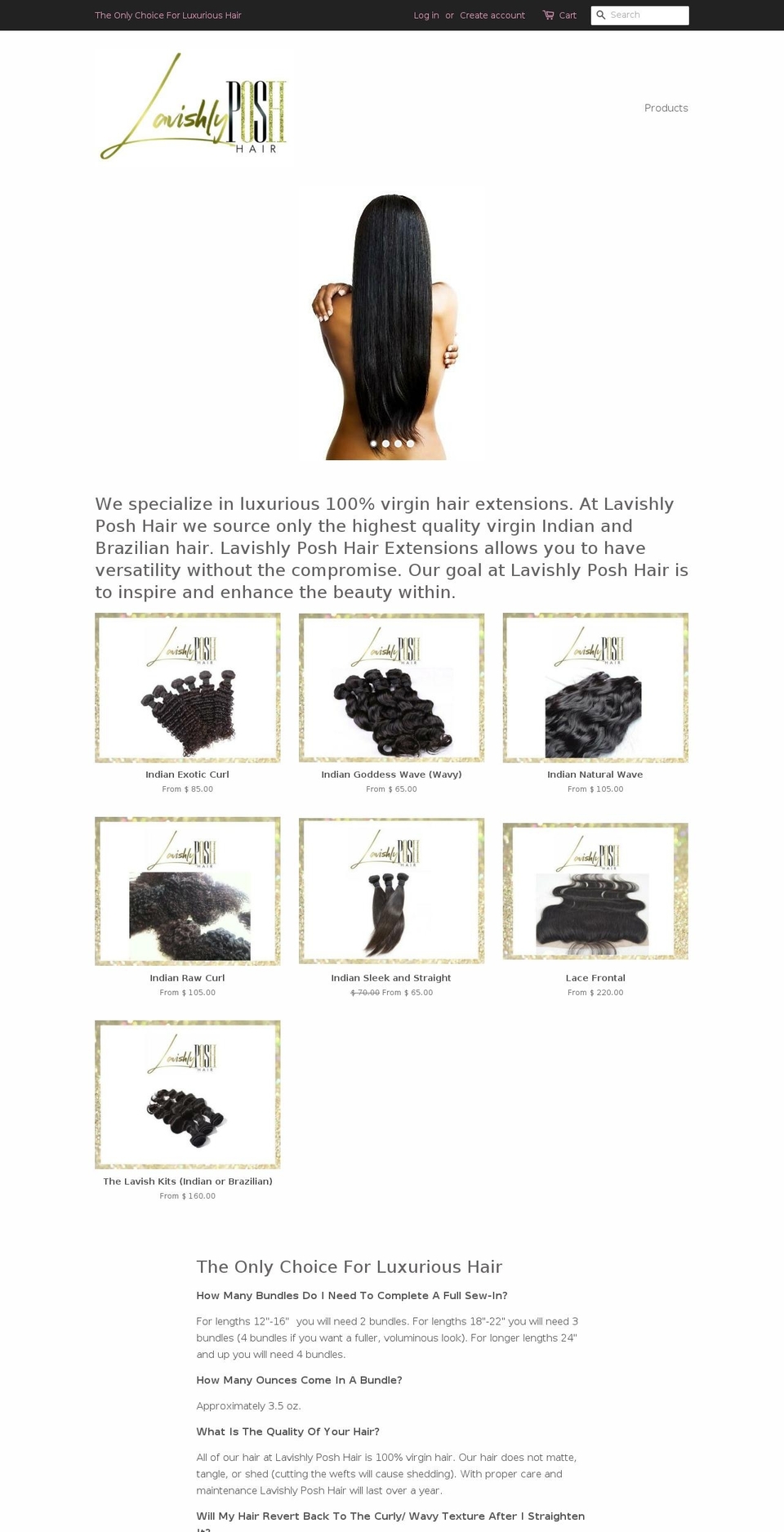lavishlyposhhair.com — Shopify storefront screenshot