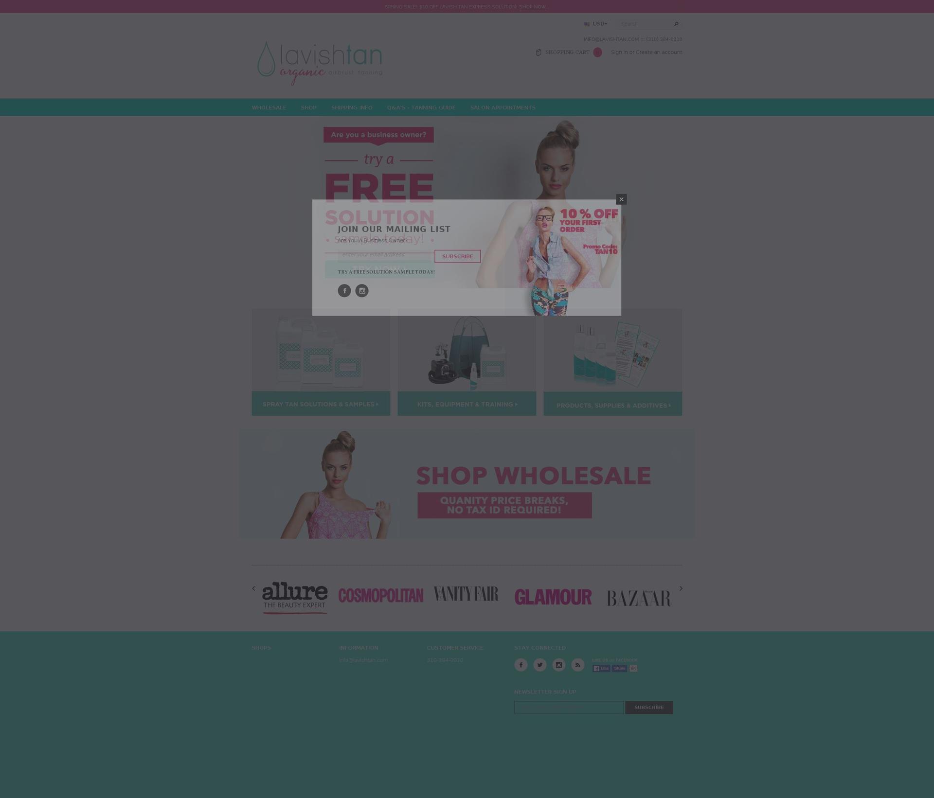 lavishtan.net shopify website screenshot