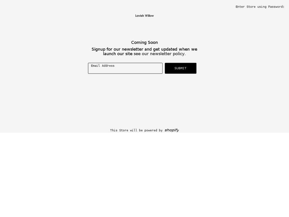 lavishwillow.com shopify website screenshot