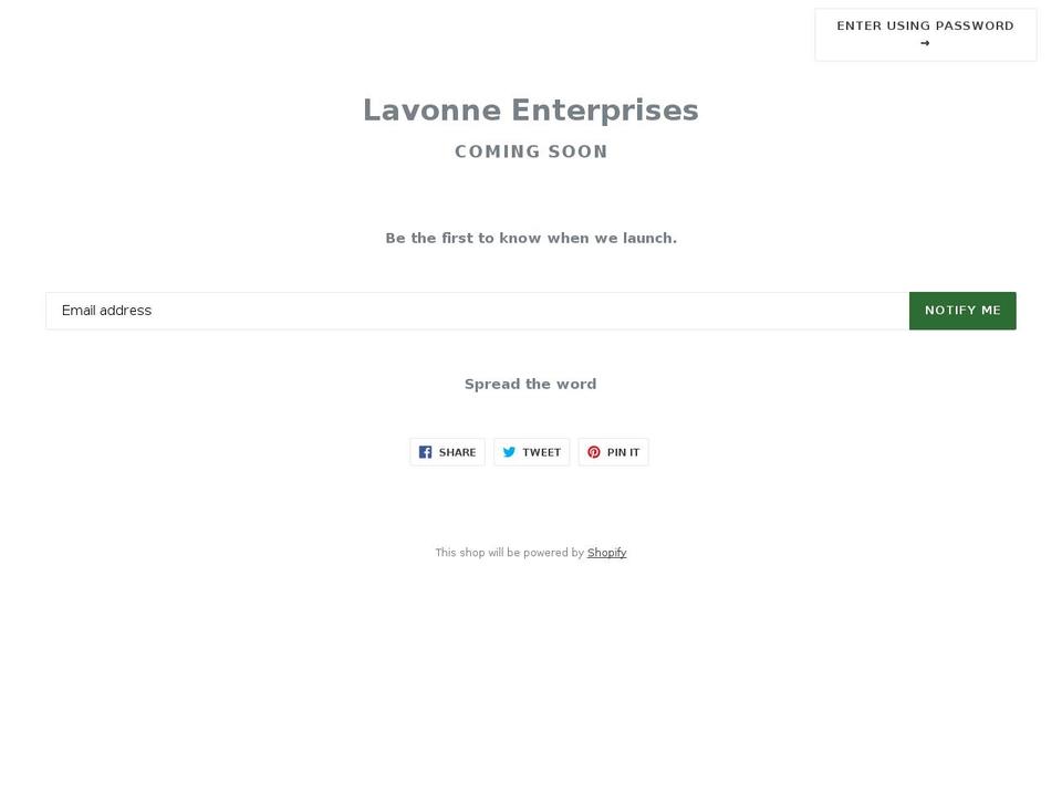 lavonneenterprises.net shopify website screenshot