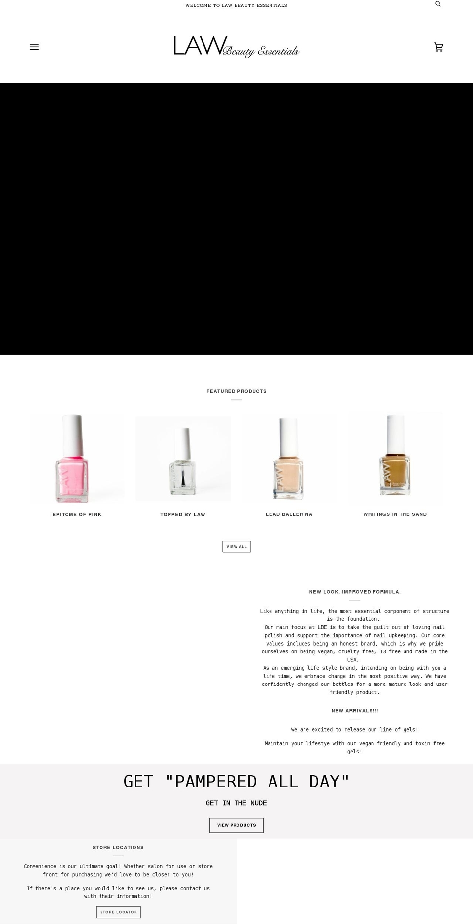 law-beauty-essentials.myshopify.com shopify website screenshot