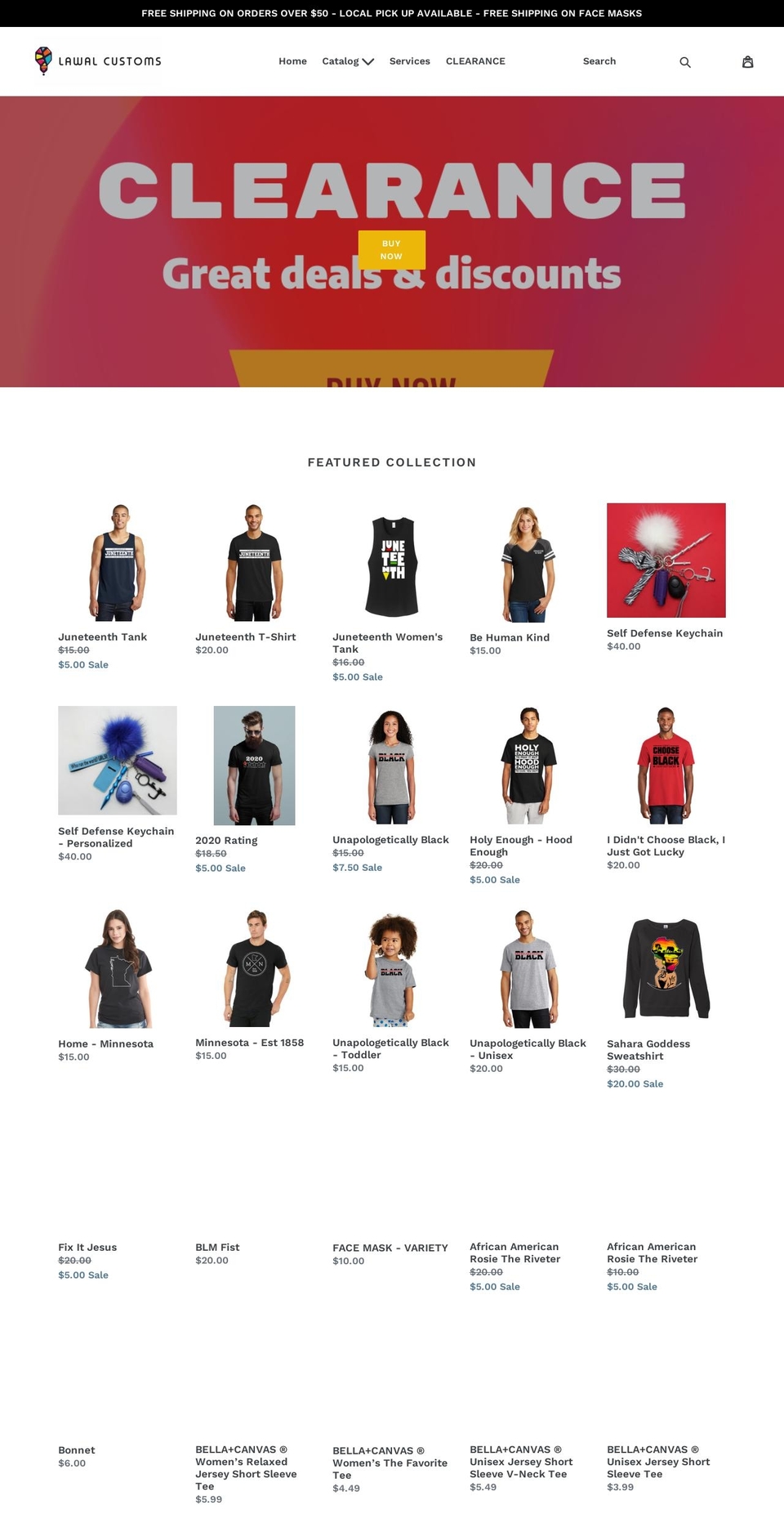 lawalcustoms.com shopify website screenshot